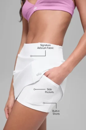 Falda de tenis High-Waist Airbrush Good Form – Blanca