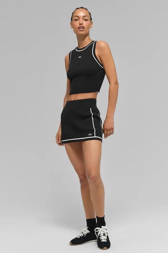 Falda Highline de punto acanalado – Negro/Blanco