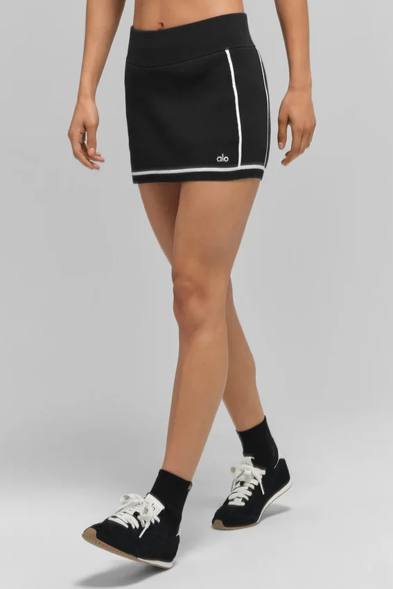 Falda Highline de punto acanalado – Negro/Blanco