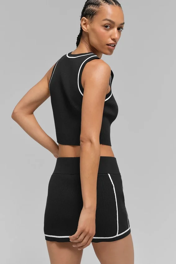Falda Highline de punto acanalado – Negro/Blanco