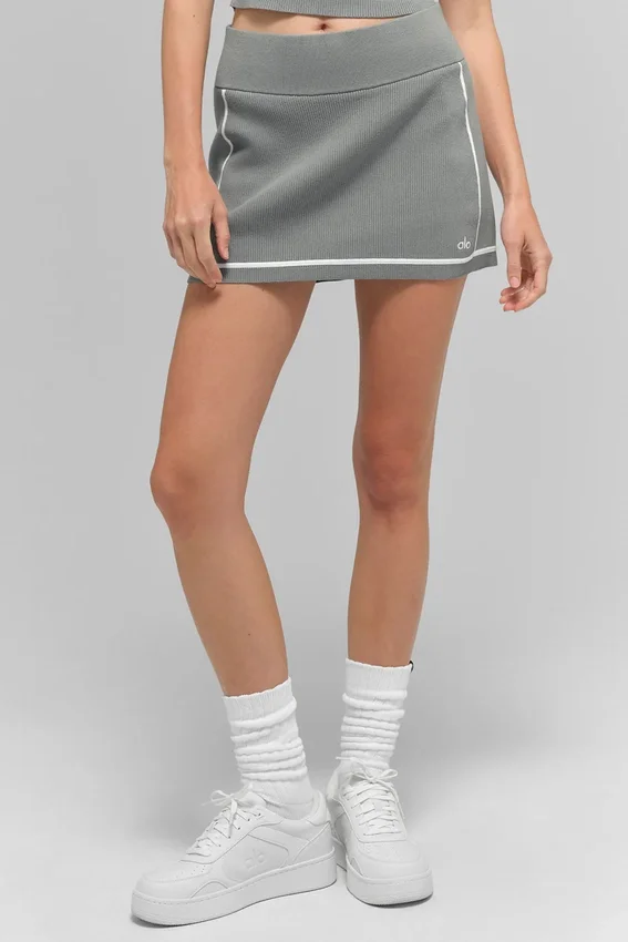 Falda Highline de punto acanalado tipo jersé - Gris lunar/Blanco