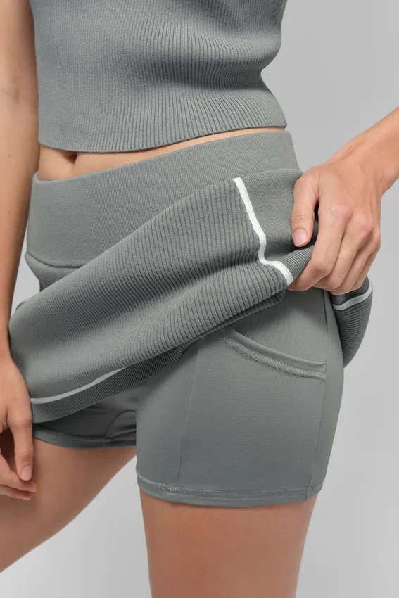 Falda Highline de punto acanalado tipo jersé - Gris lunar/Blanco