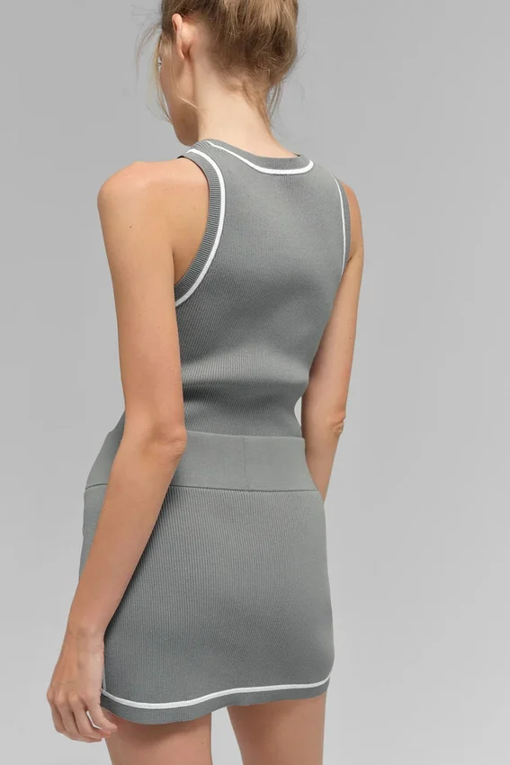 Falda Highline de punto acanalado tipo jersé - Gris lunar/Blanco