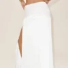 Falda larga de talle bajo «Radiance» en mezcla de seda — Blanca