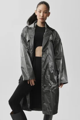 Gabardina «Break Line» metalizada - Plata metalizado