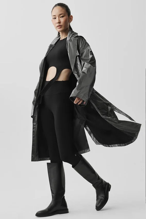 Gabardina «Break Line» metalizada - Plata metalizado