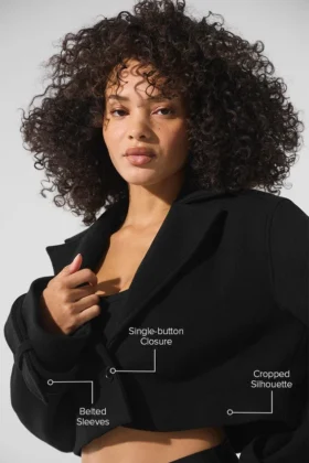 Gabardina «Metro» corta de lana – Negro