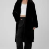 Gabardina oversize de piel sintética - Negro