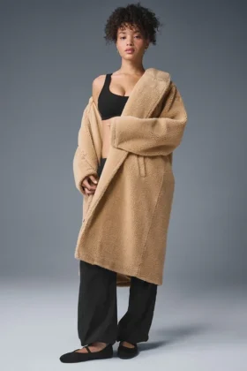Gabardina oversize de sherpa - Camel