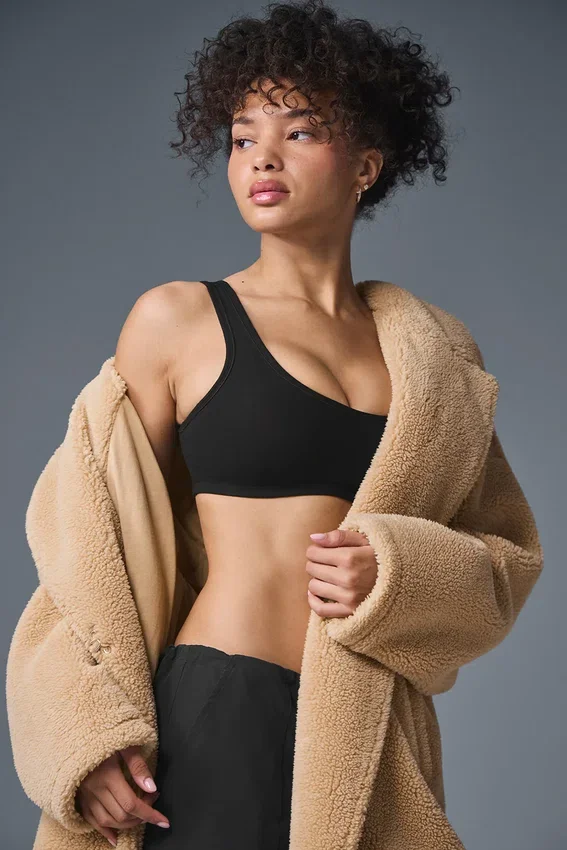 Gabardina oversize de sherpa - Camel