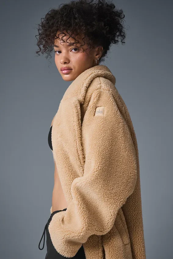 Gabardina oversize de sherpa - Camel