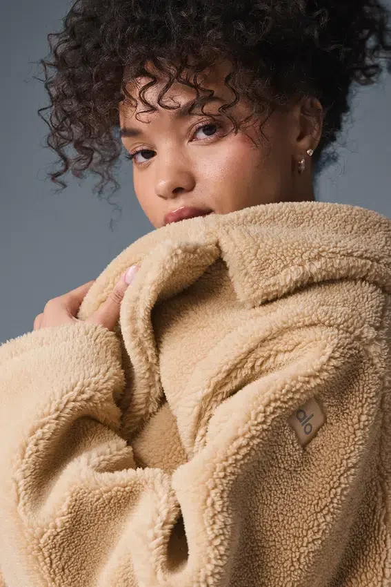 Gabardina oversize de sherpa - Camel
