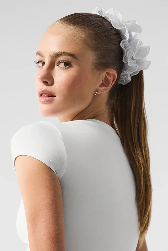 Goma de pelo extragrande con plisado fino - Blanco