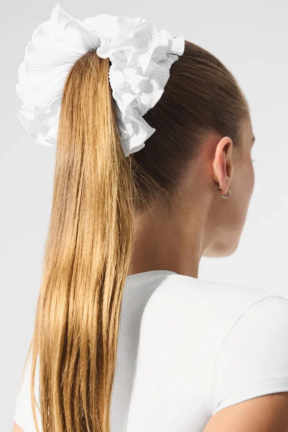 Goma de pelo extragrande con plisado fino - Blanco