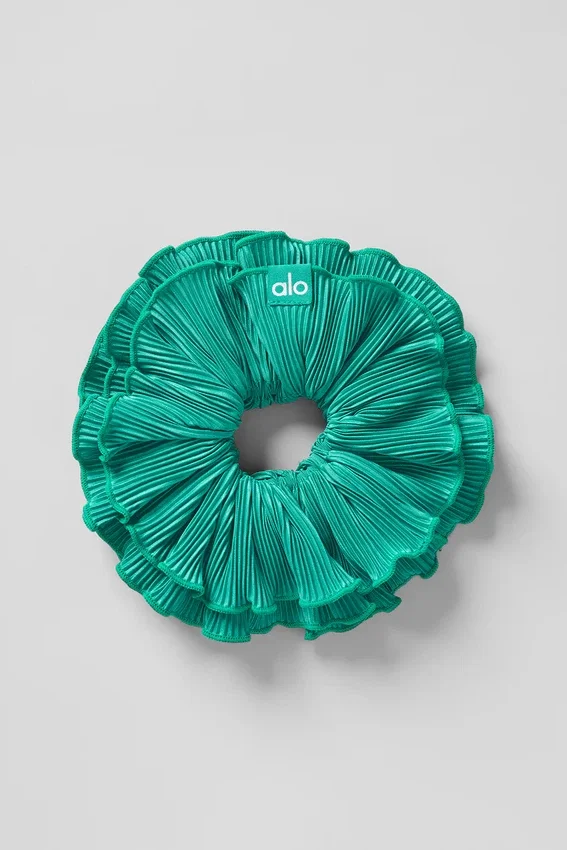 Goma para el pelo oversize con microplisado - Verde abeto