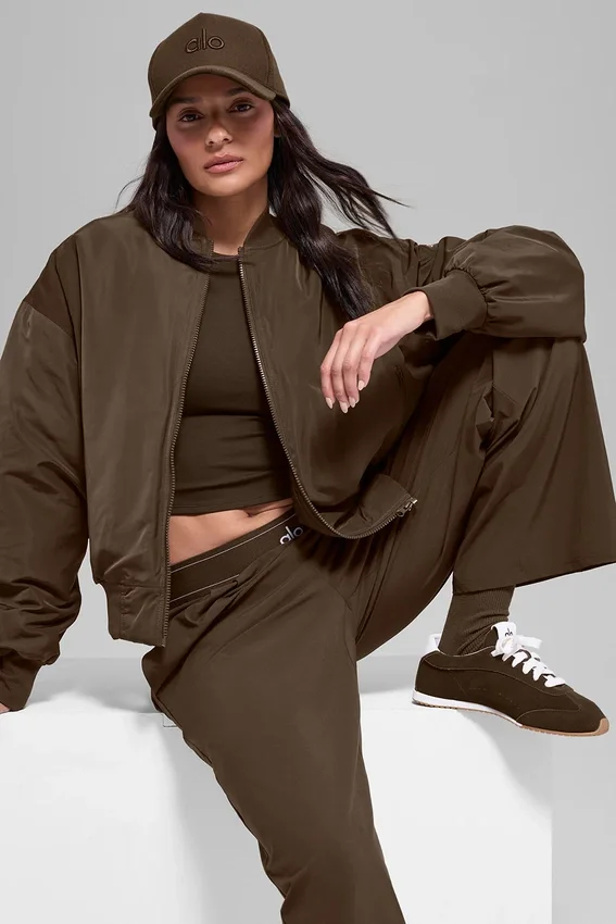 Chaqueta bomber Urbanite de piel sintética - Espresso/Marfil