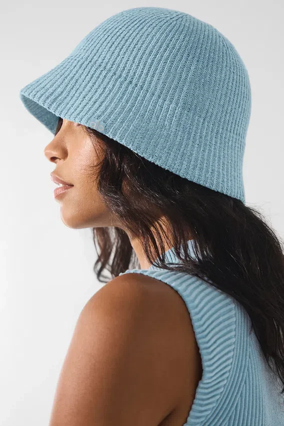 Gorro cloche de punto vaquero - Azul celeste/Azul celeste oscuro