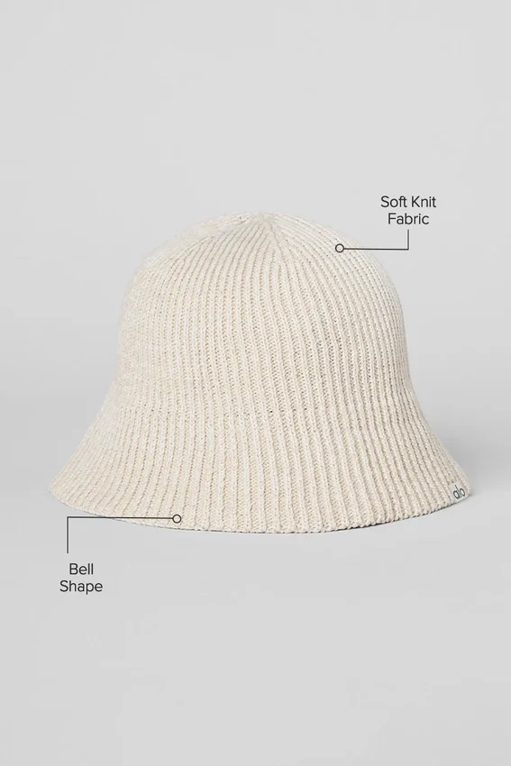 Gorro cloche de punto vaquero - Marfil/Leche de avena