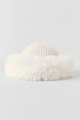 Gorro de cachemira y pelo sintético Courchevel – Marfil
