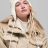 Gorro de invierno «Winter Bliss» con orejeras y punto trenzado - Marfil