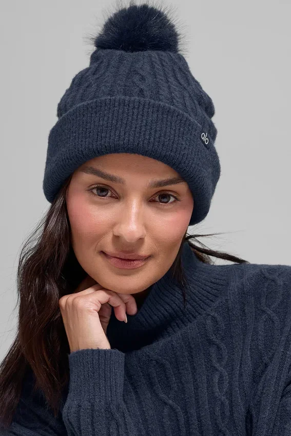 Gorro de invierno «Winter Bliss» de punto trenzado - Azul marino