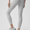 High-Waist 7/8 Relay Leggings - Gris jaspeado deportivo/Blanco