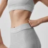 High-Waist 7/8 Relay Leggings - Gris jaspeado deportivo/Blanco