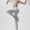 High-Waist 7/8 Relay Leggings - Gris jaspeado deportivo/Blanco