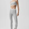 High-Waist 7/8 Relay Leggings - Gris jaspeado deportivo/Blanco