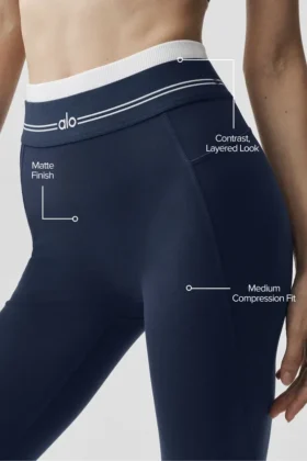 High-Waist Airbrush 7/8 «Better Together» – Azul marino/Blanco