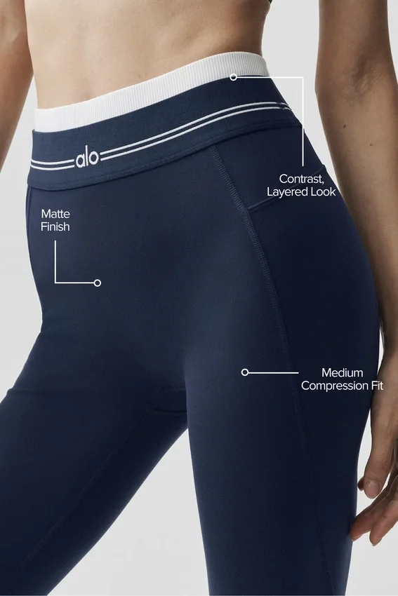 High-Waist Airbrush 7/8 «Better Together» - Azul marino/Blanco