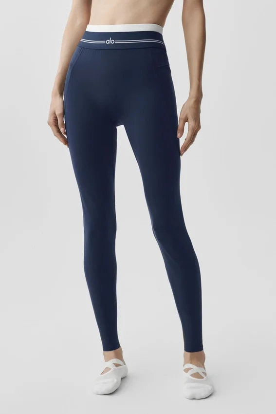 High-Waist Airbrush 7/8 «Better Together» - Azul marino/Blanco