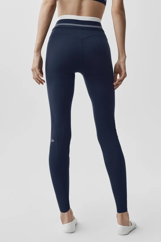 High-Waist Airbrush 7/8 «Better Together» - Azul marino/Blanco