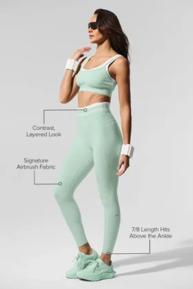 High-Waist Airbrush 7/8 «Better Together» – Menta/Blanco