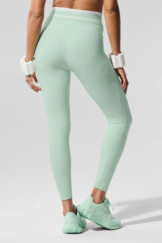High-Waist Airbrush 7/8 «Better Together» - Menta/Blanco