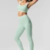 High-Waist Airbrush 7/8 «Better Together» - Menta/Blanco