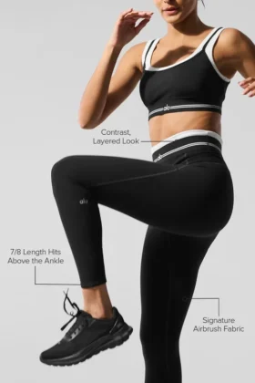 High-Waist Airbrush 7/8 «Better Together» – Negro/Blanco