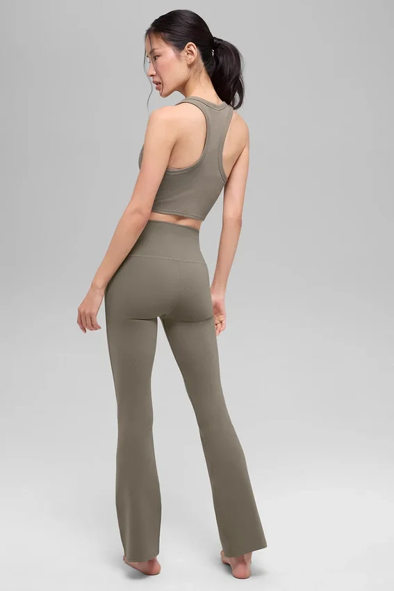 High-Waist Airbrush 7/8 Bootcut Leggings - Cacao claro