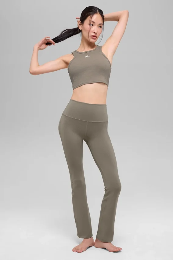 High-Waist Airbrush 7/8 Bootcut Leggings - Cacao claro