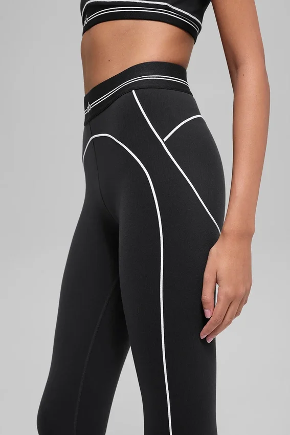 High-Waist Airbrush 7/8 «Heart Throb» - Negro/Blanco