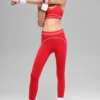 High-Waist Airbrush 7/8 «Heart Throb» - Rojo brillante/Blanco