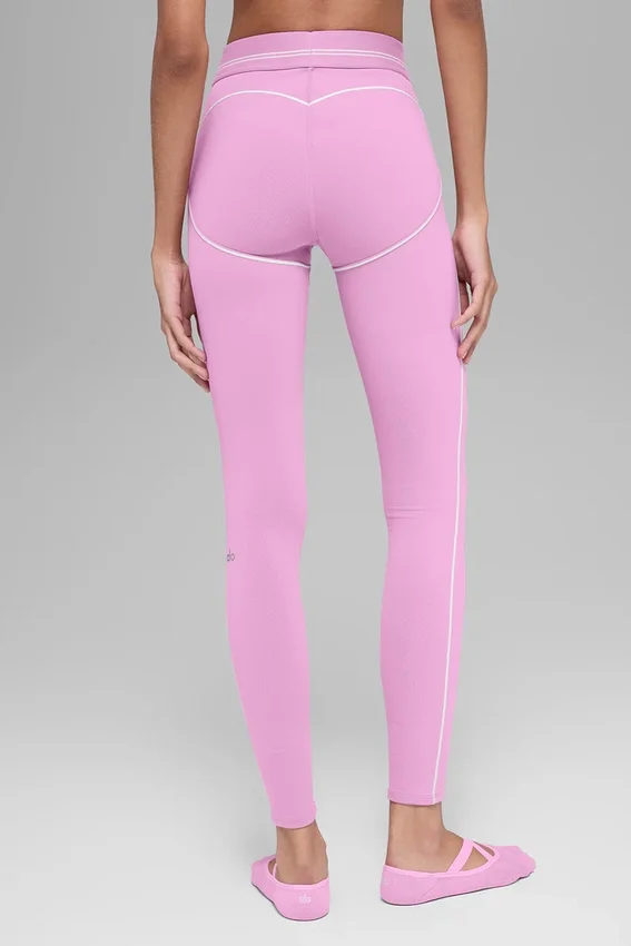 High-Waist Airbrush 7/8 «Heart Throb» - Rosa Candy Heart/Blanco