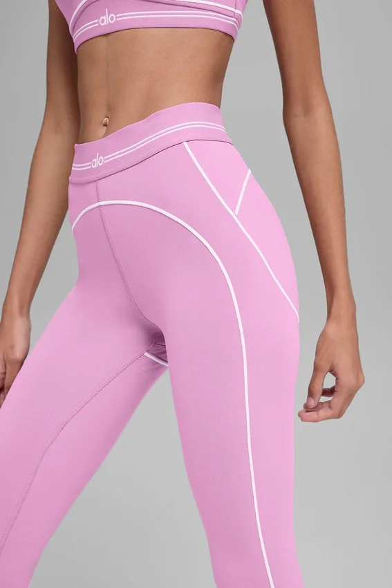 High-Waist Airbrush 7/8 «Heart Throb» - Rosa Candy Heart/Blanco