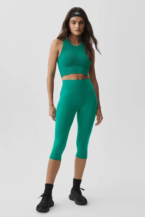 High-Waist Airbrush Capri de 16" - Emerald Isle
