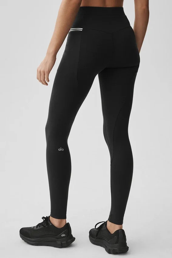 High-Waist Airbrush Fast Track Legging – Negro/Blanco