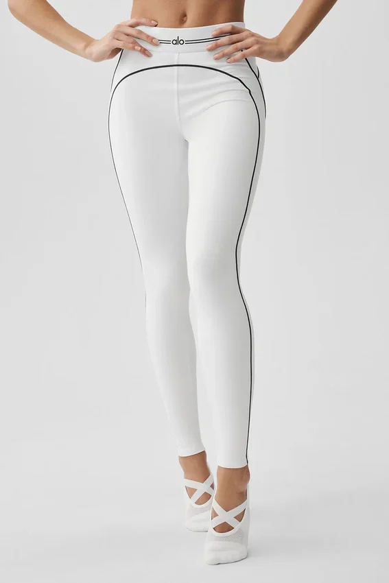 High-Waist Airbrush Heart Throb Leggings - Blanco/Negro