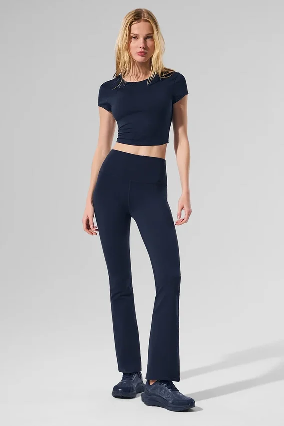 High-Waist Airbrush Legging con corte acampanado 7/8 - Azul marino