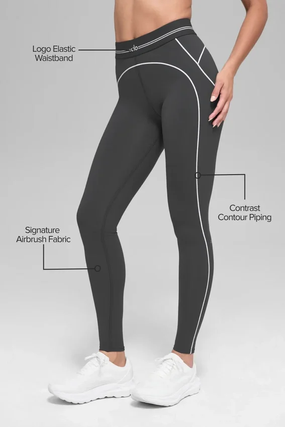 High-Waist Airbrush Legging «Heart Throb» con efecto Airbrush - Antracita/Blanco