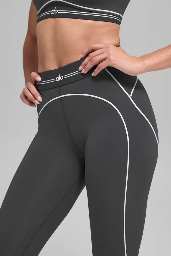 High-Waist Airbrush Legging «Heart Throb» con efecto Airbrush - Antracita/Blanco