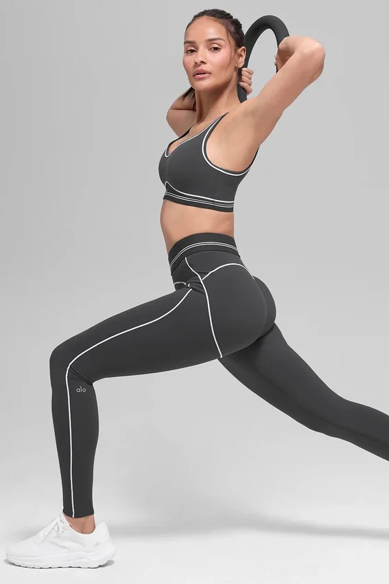 High-Waist Airbrush Legging «Heart Throb» con efecto Airbrush - Antracita/Blanco
